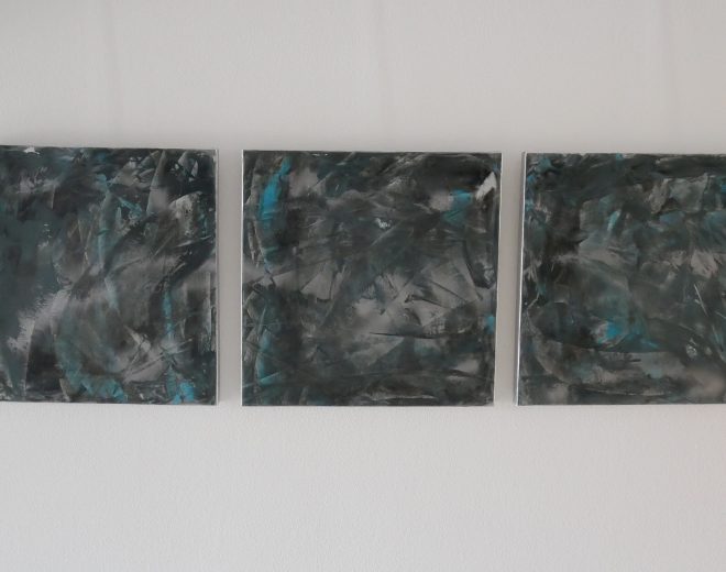 Acryl-Bild, grau, türkis, silber, modern - up.designed WerbeAtelier