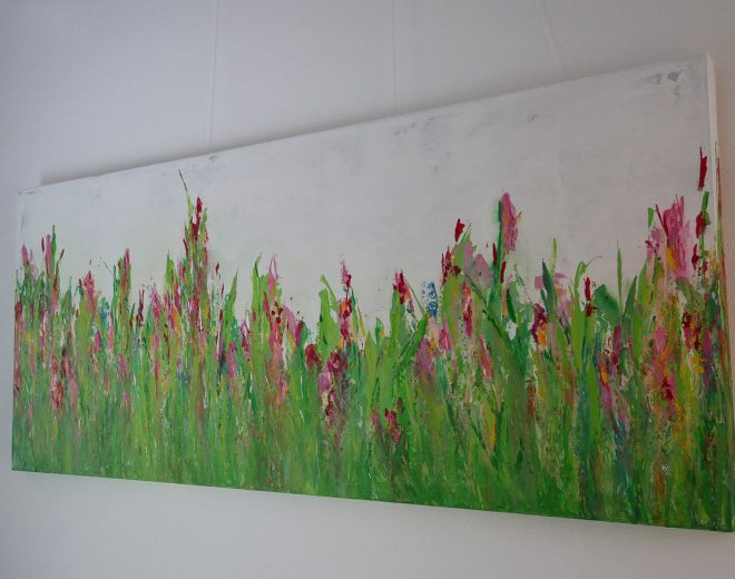 Buntes, frisches Acryl-Bild, Sommerwiese auf Leinwand | up.designed WerbeAtelier