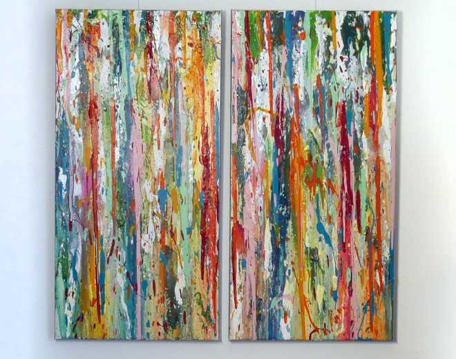 2-teiliges Acryl Bild, bunt und farbenfroh, direkt aus dem Atelier - up.designed