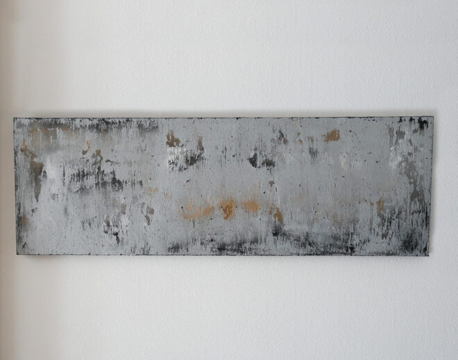 Betongraues Acryl Bild Unikat mit metallischen Akzenten