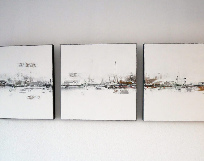 3-teiliges Acryl Bild - 150x50 cm, abstrakte Landschaft - Unikat