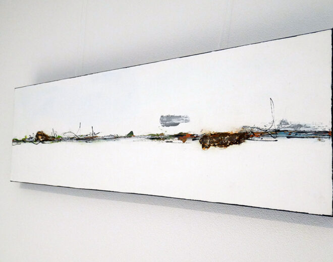 Abstrakte Landschaft auf Leinwand – Acrylbild in Natur- und Rosttönen